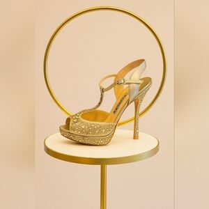 Rare Designer Nando Muzi Rhinestone Heels